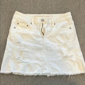 American Eagle Outfitters White Distressed A-Line Skirt